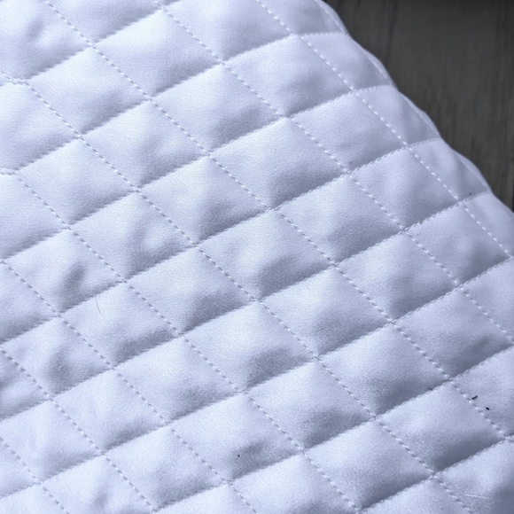 Quilted White Satin Polyester Fabric - Picture 1 of 6